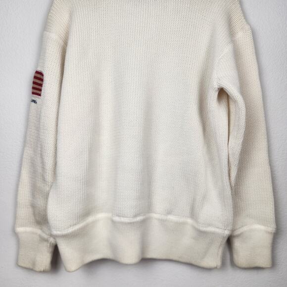 Ralph Lauren Polo Sport Vintage USA Sweater Cream Women Size Large Crewneck Flag - Picture 8 of 12
